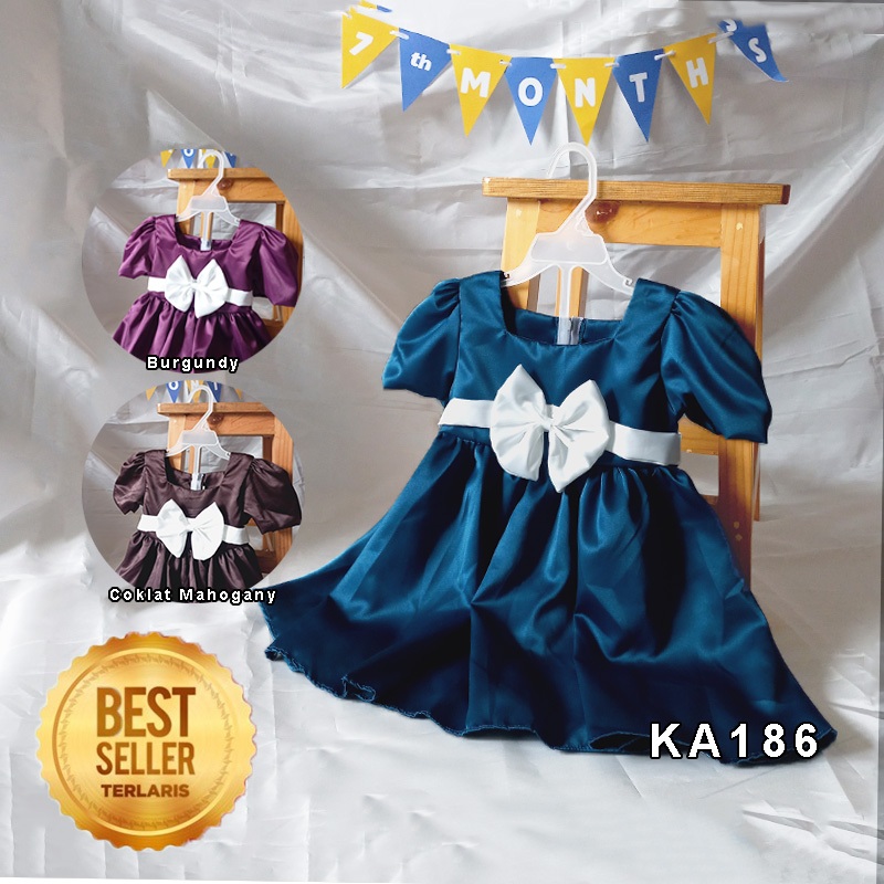 Dress Anak Perempuan Korean Style 2 3 Tahun Emerald Blue Anak Gaun Tren 2026 Baju Warna Emerald Blue