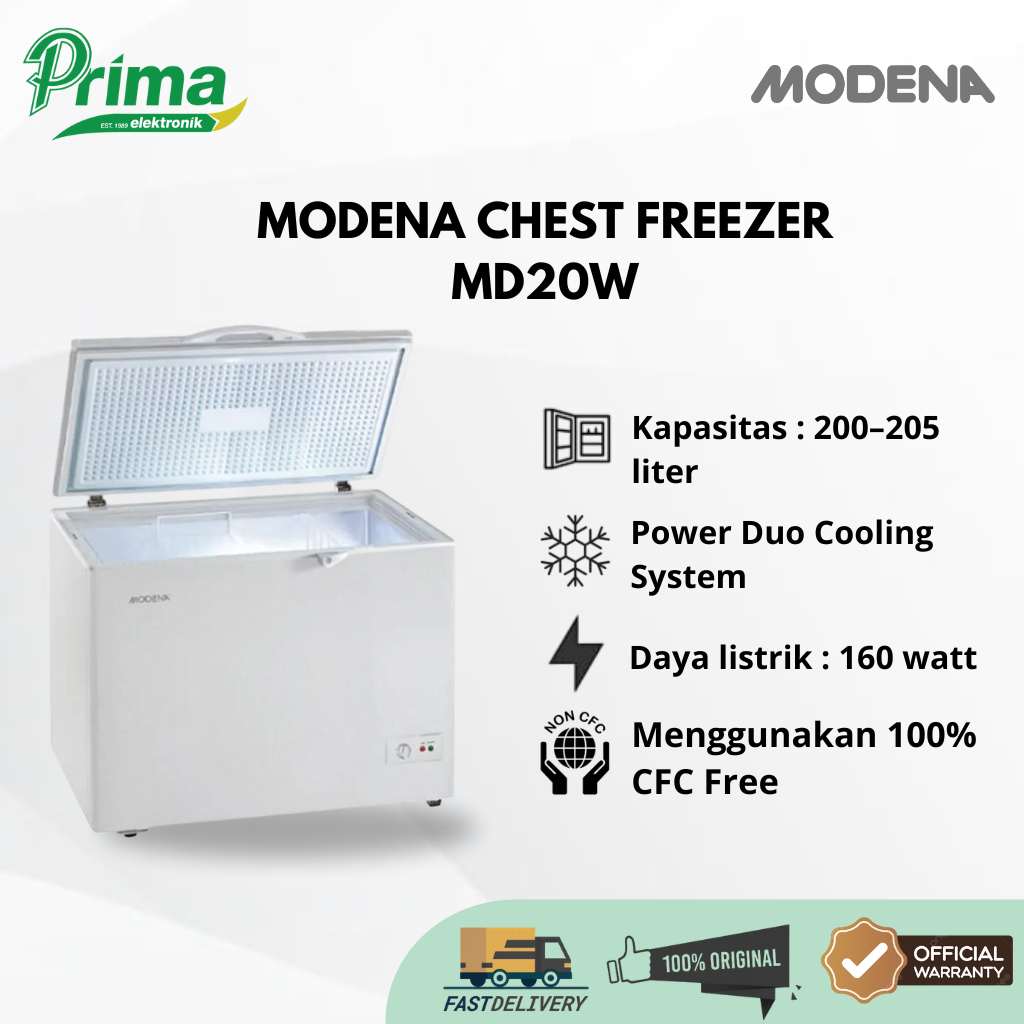 MODENA CHEST FREEZER MD20W GARANSI NEW