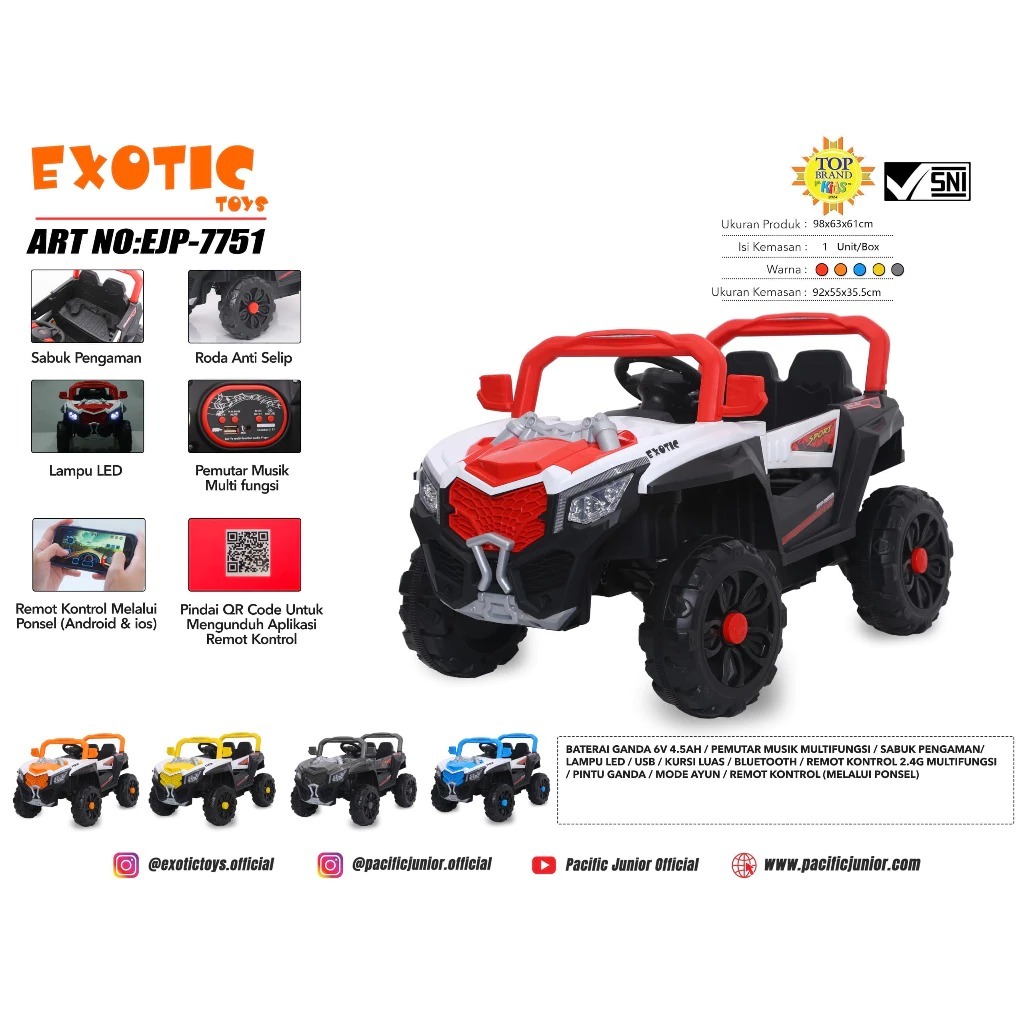 Mobil Aki Jeep Anak Exotic EJP-7751 - Mobil Aki Anak