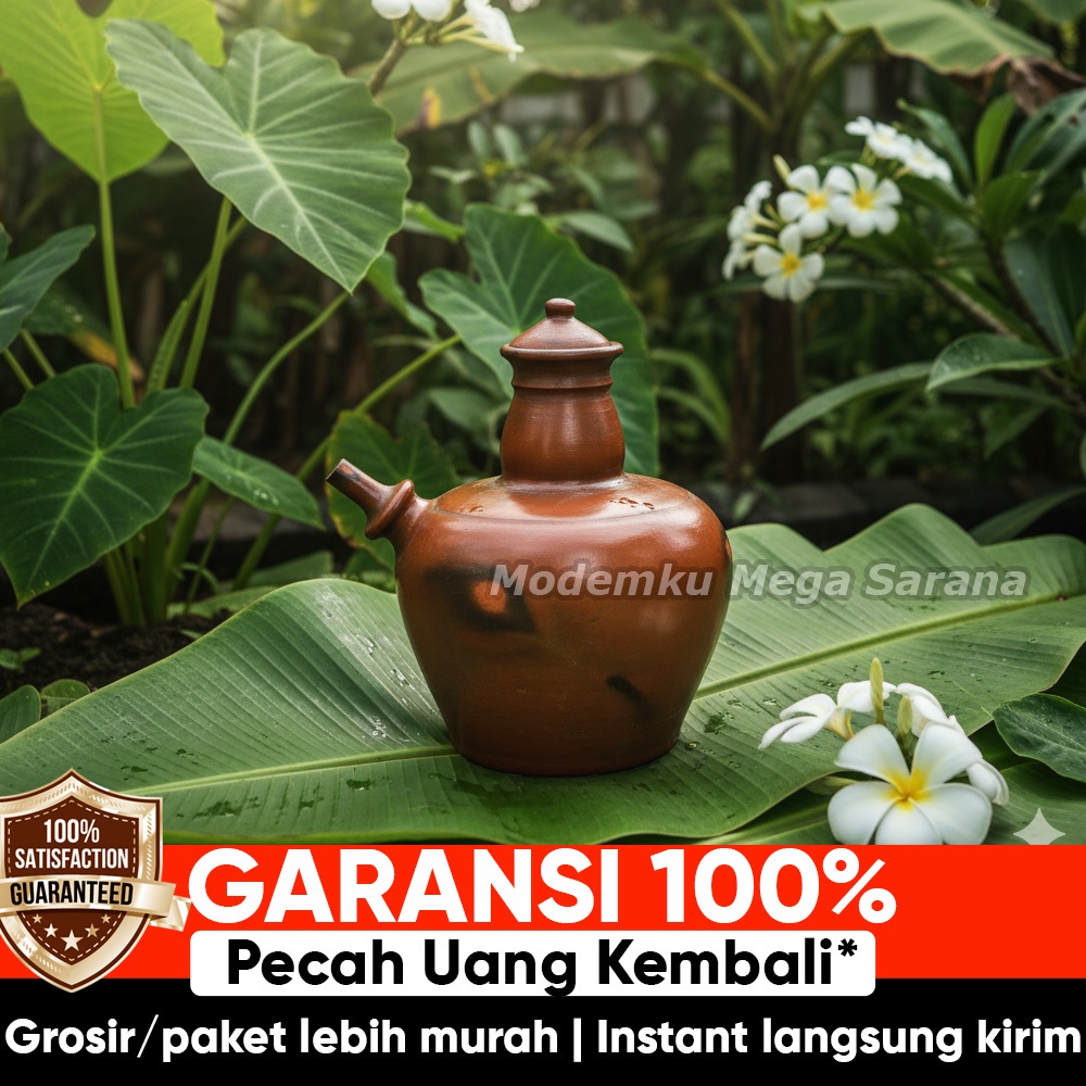 Gerabahku | Kendi Tanah Liat Air Minum Teko Gerabah Tradisional - 5 Liter - Labu Tanah Gogok Glogok 