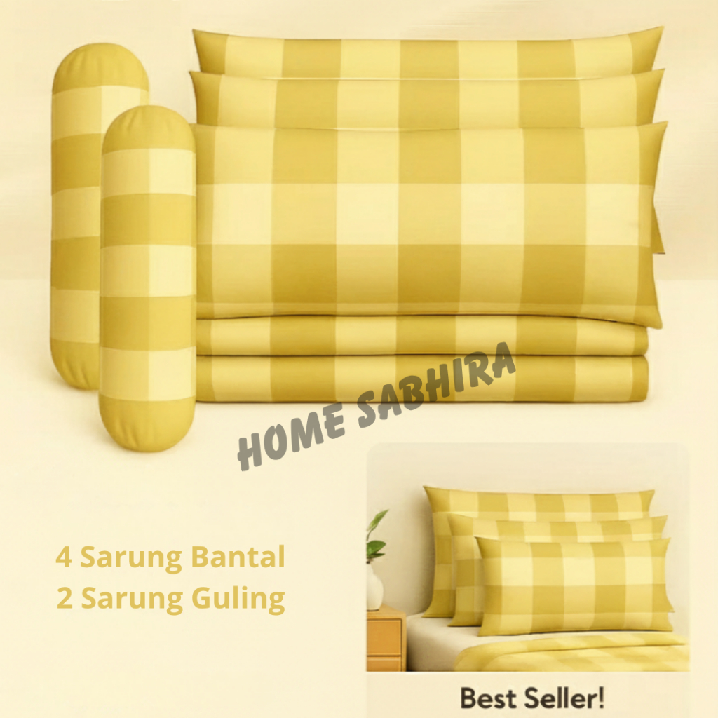 Sarung Bantal dan Guling Katun Halus Tidak Luntur Polos Motif Aesthetic 6 Pcs COD Gratis Ongkir