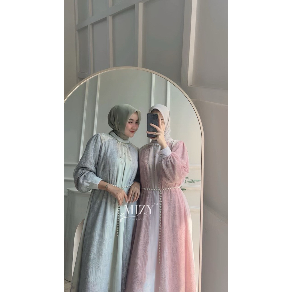 FINARA DAFINA MAXI Gamis Brokat Tulle Premium Pesta Elegan Modern Long Dress Muslimah Kondangan Mode