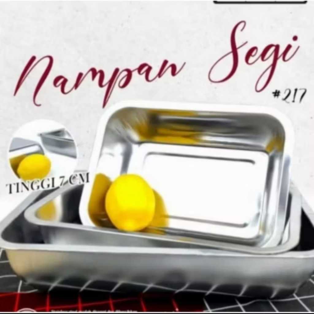 nampan baki stainless Tebal 40cm x 30cm x 7cm / nampan persegi dalam 7cm / tempat makanan stainless 