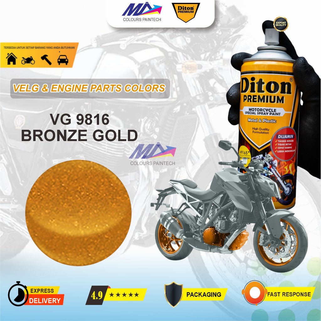 [TERMURAH] DITON PREMIUM VELG& ENGINE VG 9816 BRONZE GOLD CAT SEMPROT PYLOX PILOK
