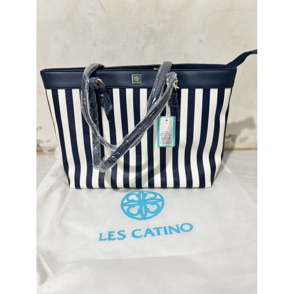 [NEVER BEEN USED] NEW TOTE BAG NAVAL STRIPE BY LES CATINO / TAS JINJING LES CATINO NAVY