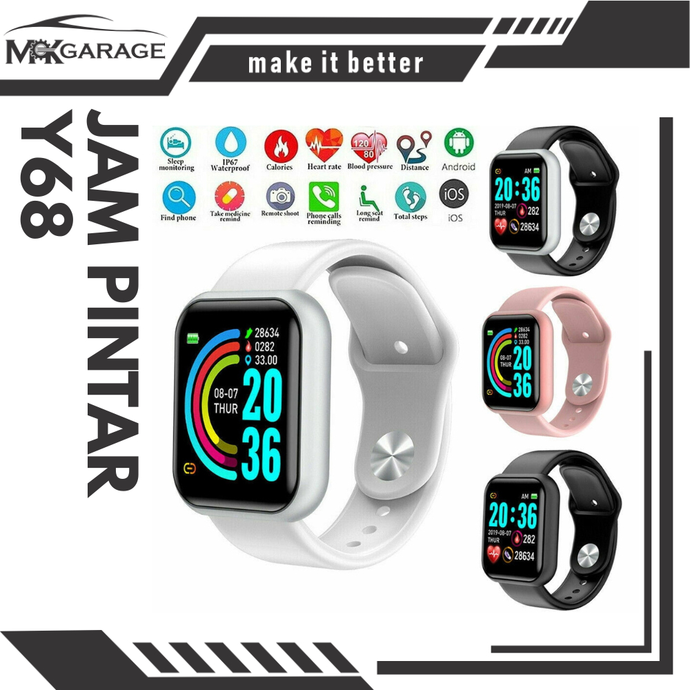 [MKGarage] Jam Tangan Pintar Y68 - Smart Watch D20 - Jam Tangan Couple Anti Air IP68