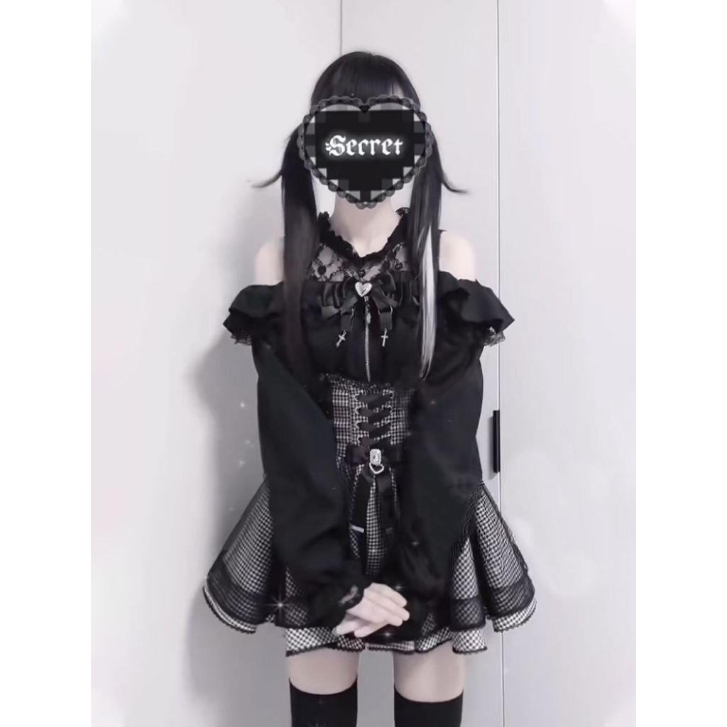 honeyL | Liz*lisa dupes Jirai kei Ryousangata Japanese Elegant Long Sleeve Off-the-shoulder Top Temp