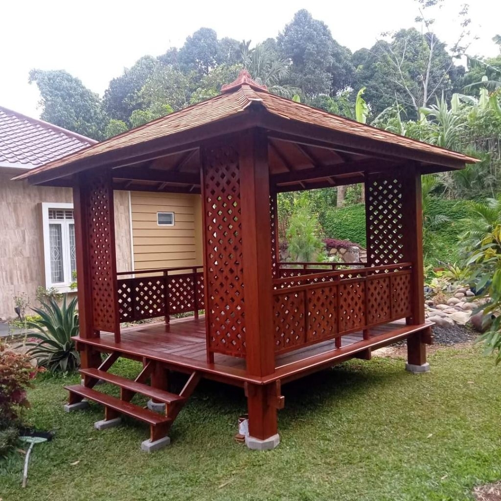 Gazebo minimalis 3x3m kayu jati