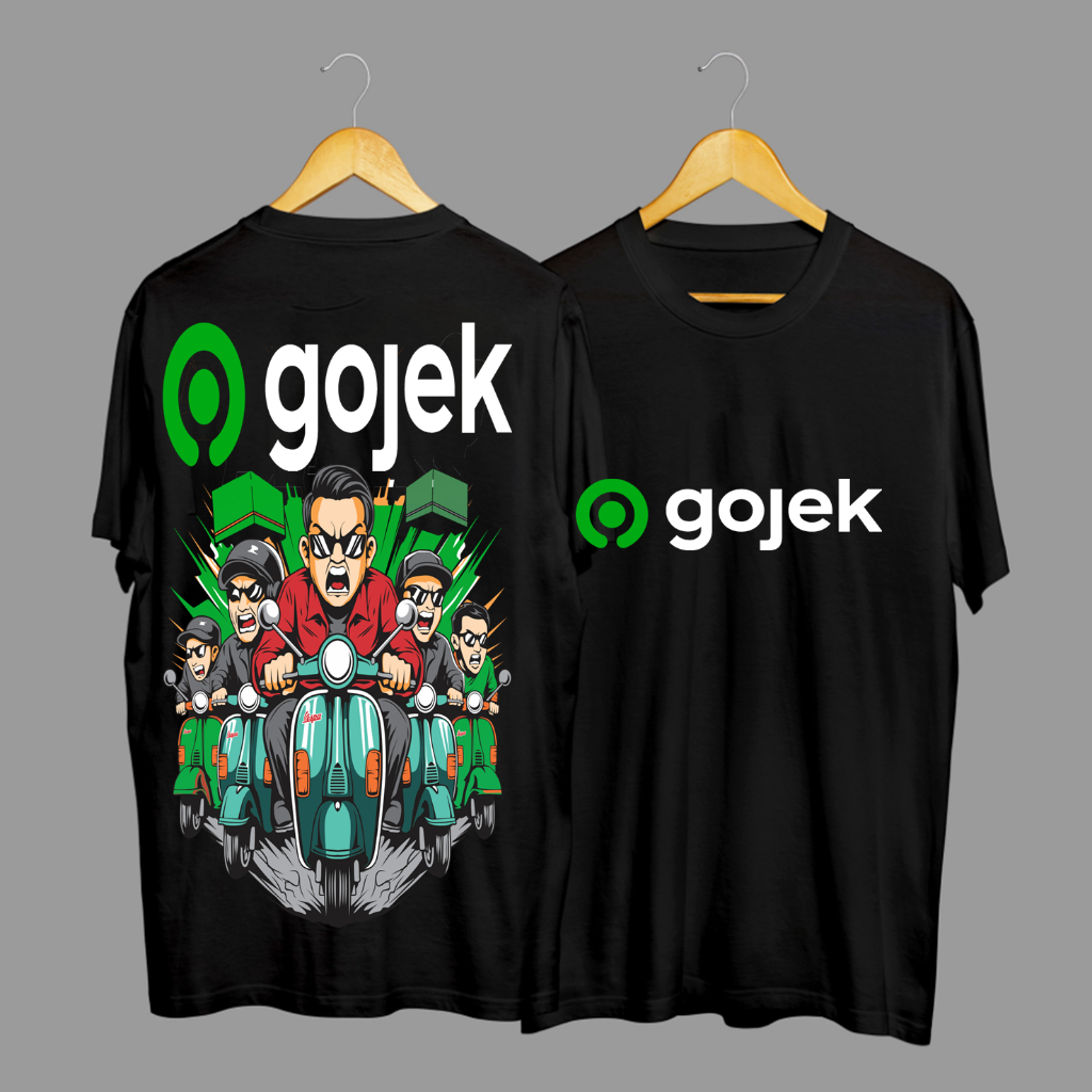 Kaos Tshirt Baju Distro GOJEK Go-Ride Ekspedisi Xpress Kurir Paket Campagin COD Premium Terbaru