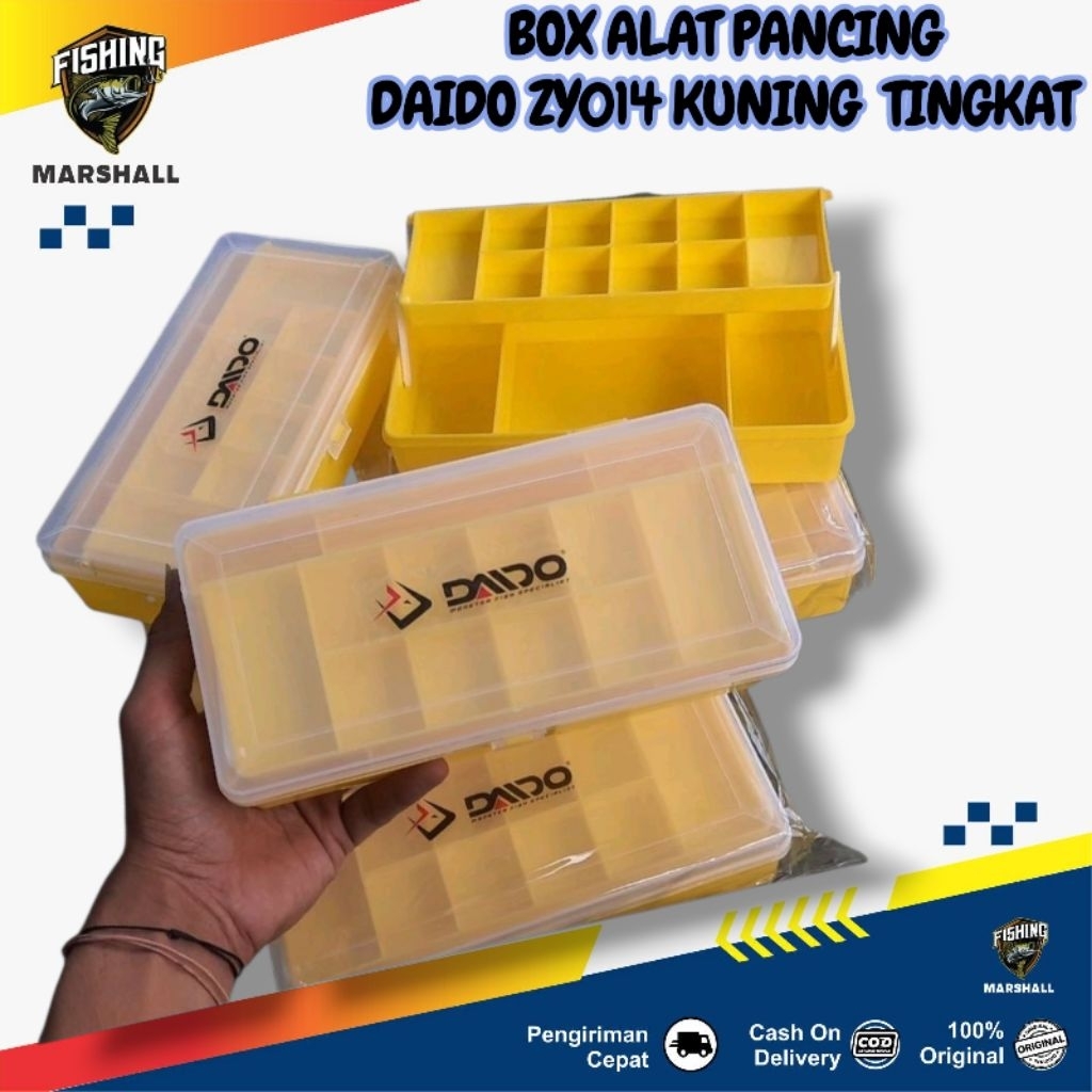 Box Alat Pancing Daido Zy014 Tingkat Kuning Tempat Alat Mancing