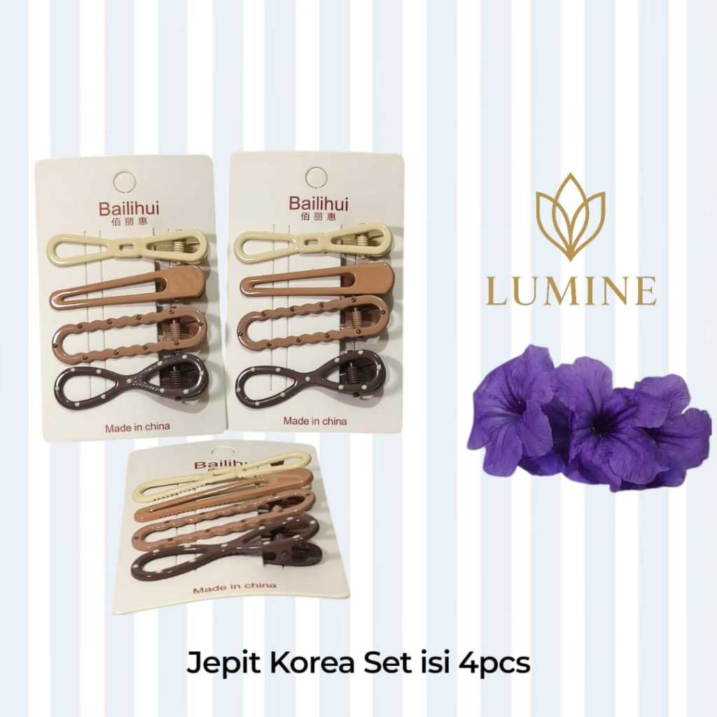 LUMINE Jepit Korea Set Isi 4pcs | Jepit Lucu | Jepit Kekinian Korean Style | Jepit Modern Unik | Hai