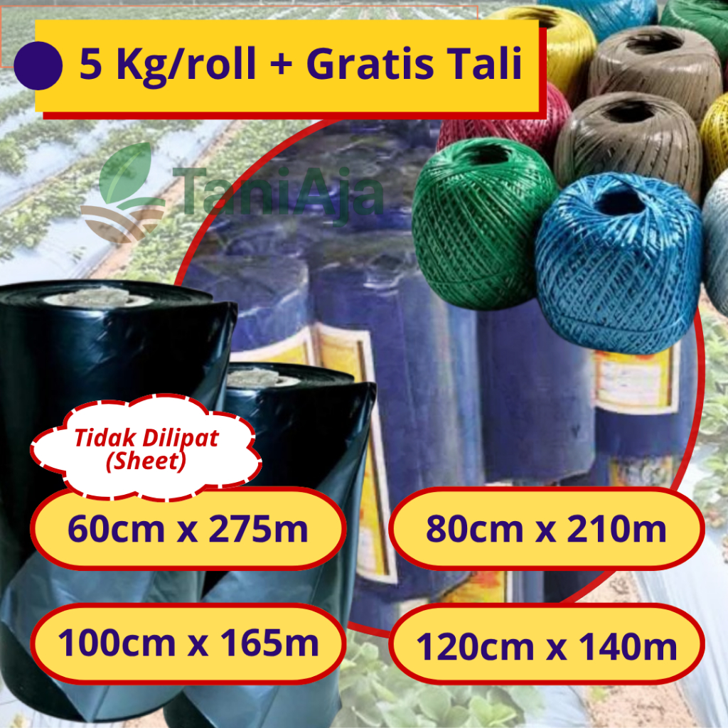 Mulsa Plastik 5Kg + Bonus Tali Rafia - Anti Sobek, Tahan Lama, Cocok untuk Pertanian & Perkebunan