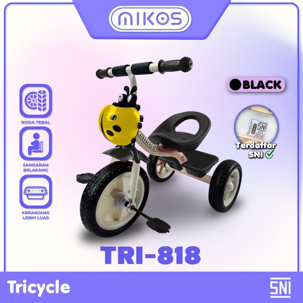MIKOS Sepeda Anak Roda 3 TRI-818 Sepeda Roda Tiga Tricycle Sepeda Anak 1 Tahun Keranjang belakang