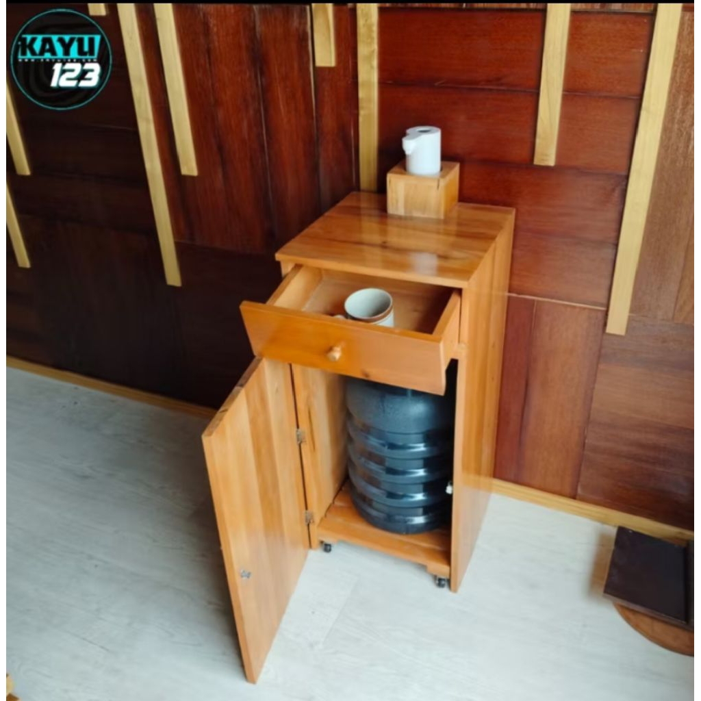 Lemari Dispenser Minimalis 35x35x75 cm Galon Bawah dengan Roda