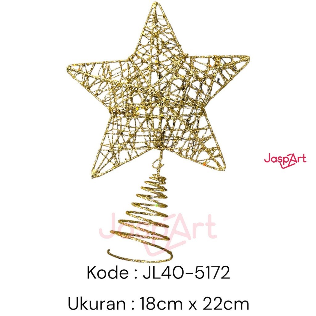 Hiasan Top Bintang Pohon Natal / Gold (Besar) - Pucuk Pohon Natal - Aksess Bintang Natal 28cm