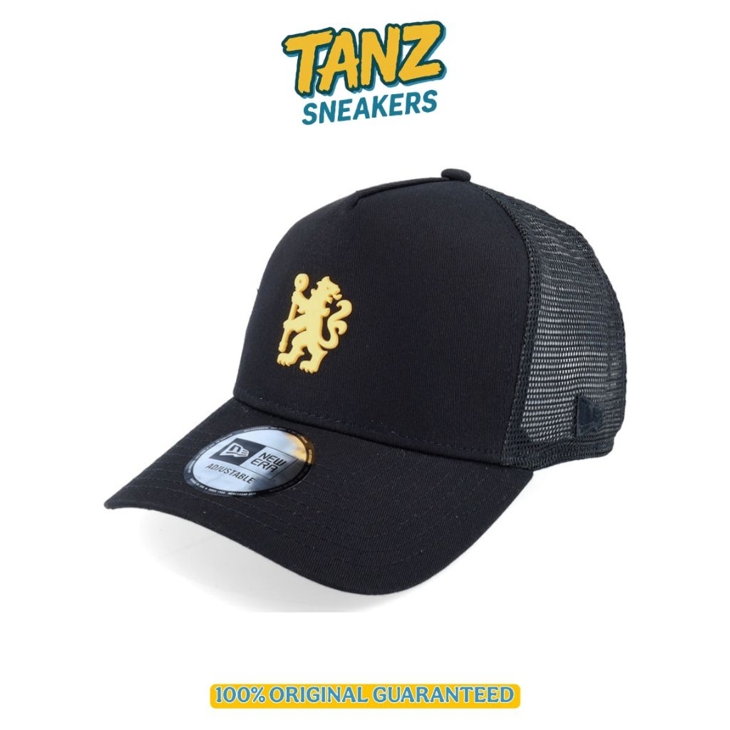 TOPI NEW ERA CAP 9FORTY CHEALSEA SEASONAL TRUCKER BLACK GOLD ORIGINAL RESMI BNIP