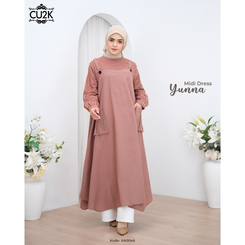 CU2K Midi Dress Yunna Midi dress Viral Fashion Muslimah Midi Katun Wanita Terbaru Terlaris