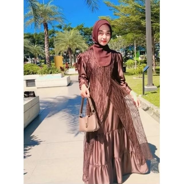 olivia dress ori satin maxmara premium