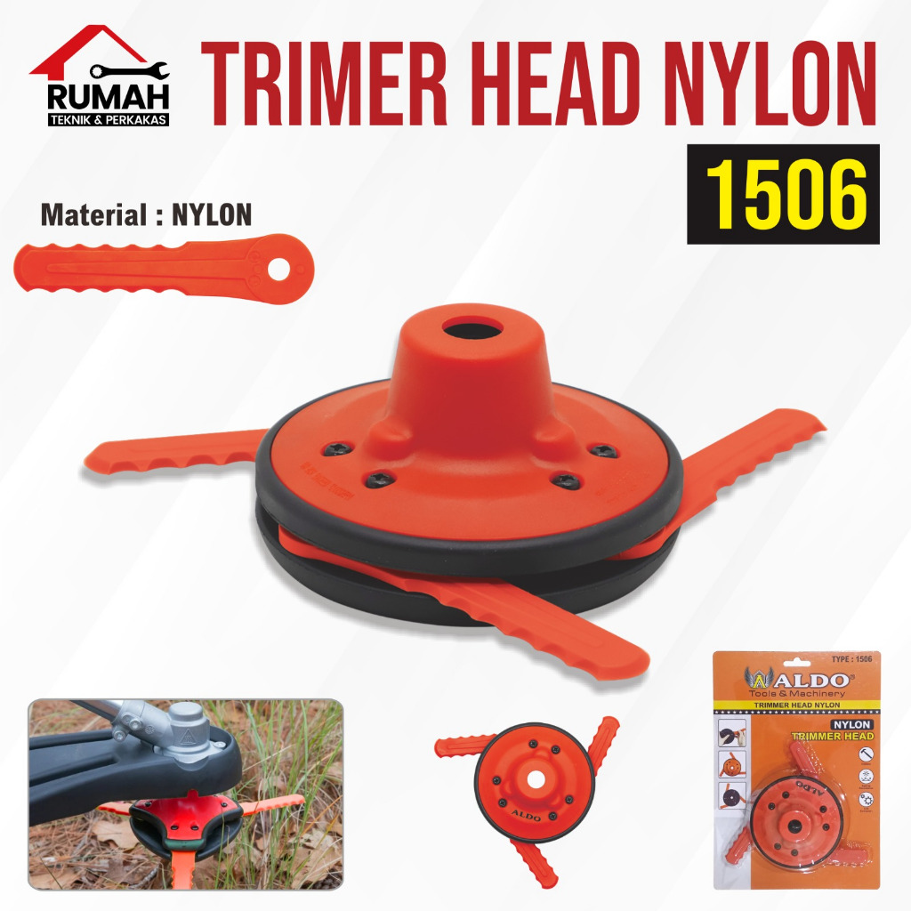 TRIMER HEAD POTONG RUMPUT (1506 NYLON) /  Mata Kepala Mesin Potong Rumput Pisau Nilon / Dudukan Mesi