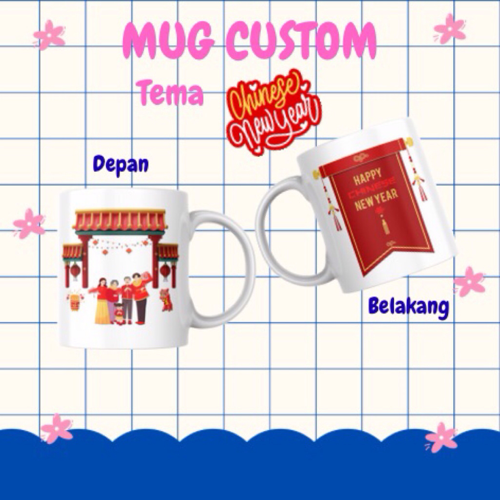 Mug gelas custom chinese new year gift mug ucapan chinese new year karakter gelas Imlek mug hadiah i