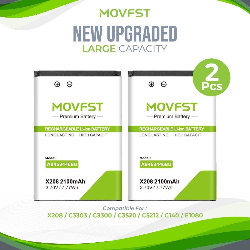 MOVFST Isi 2 Pcs Baterai B463446BU Compatible For Samsung Galaxy X208 / C3303 / C3300 / C3520 / C521