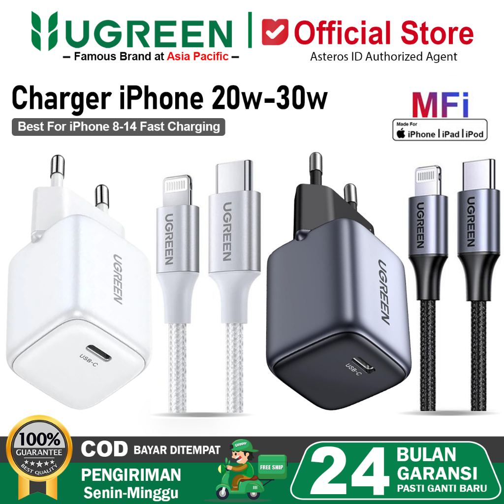 UGREEN Charger GaN Nexode iPhone MFi PD Type C to Lightning Fast Charging 20W 30W