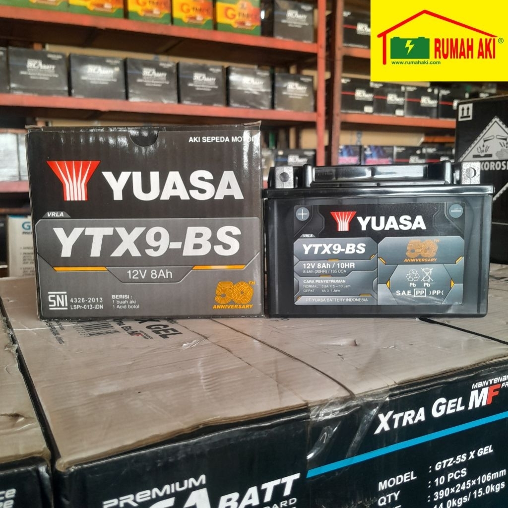 TOP BRAND YUASA YTX-9 - 8 AH AKI MOTOR NINJA ZX-6R/ABS, ESTRELLA, NINJA 250/R/RR/NEW, NINJA 1000, NI