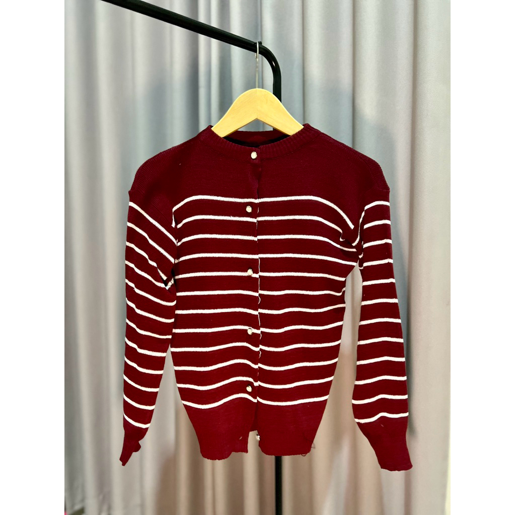 CARDIGAN MOTIF GARIS ATASAN WANITA