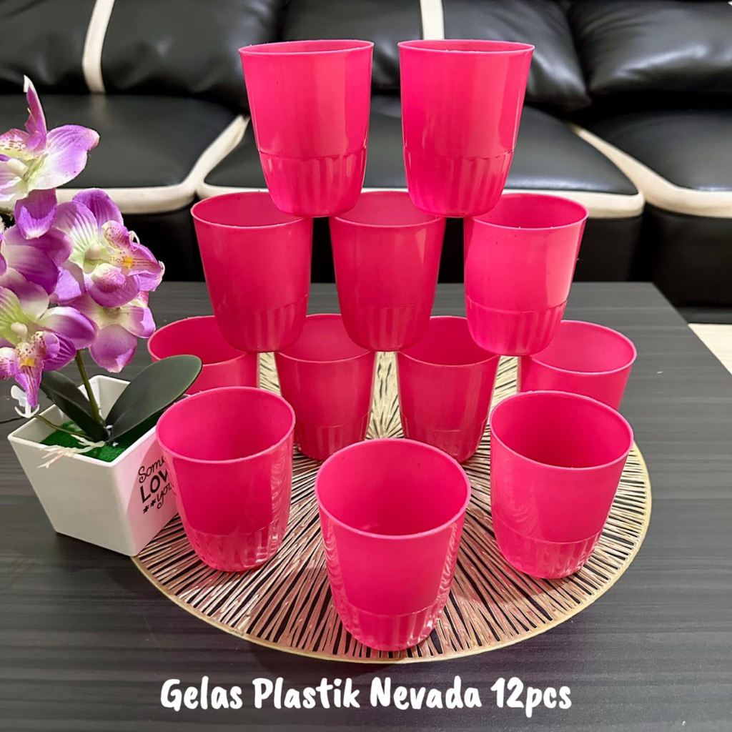 Gelas Plastik NEVADA 12 Pcs - Gelas Plastik Lusinan - Gelas Plastik Anti Pecah - Gelas Plastik Untuk