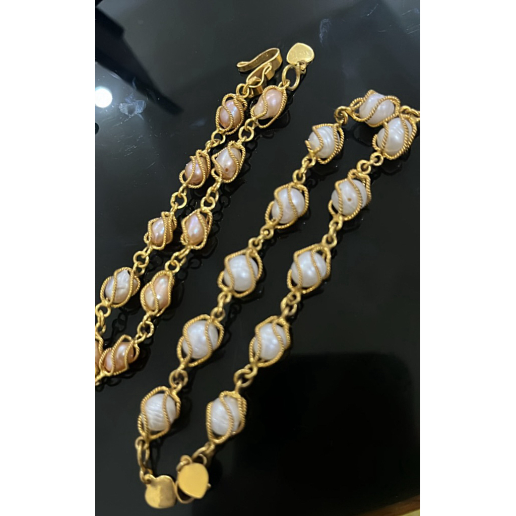 gelang mutiara lapisan emas