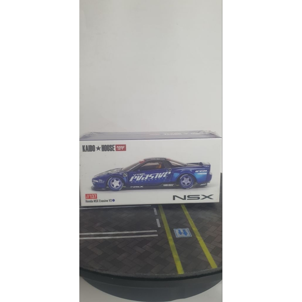 Kaido House Mini GT Evasive V2 Blue Diecast 1:64 Metal Ban Karet
