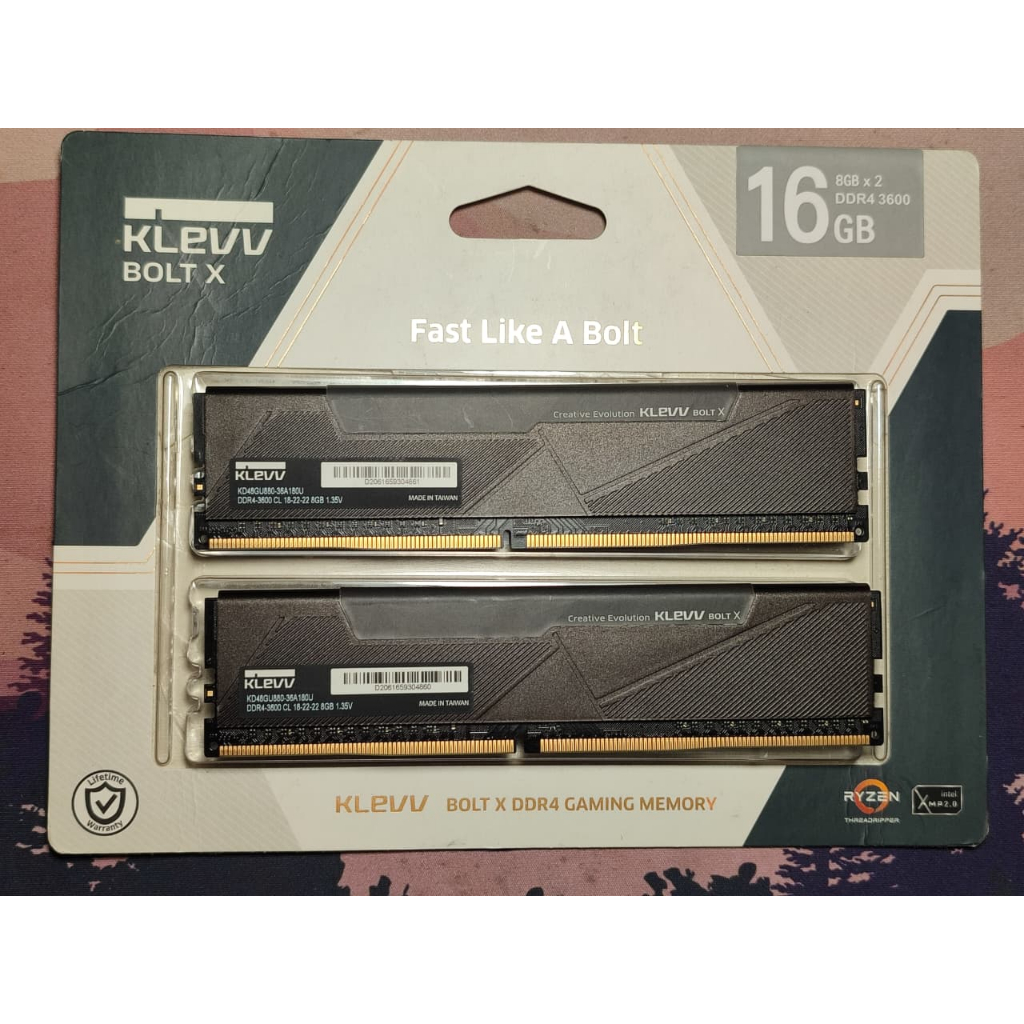 RAM KLEVV BOLT X 16GB 2X8GB 3600MHZ PC28800 DDR4 Dual Channel