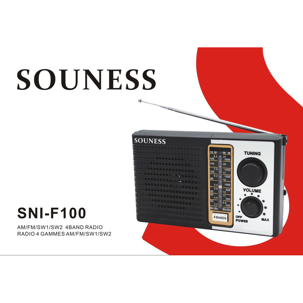 Radio Portable Souness SNI-F100 AM/FM 4 Band - Bisa Bateray dan Listrik