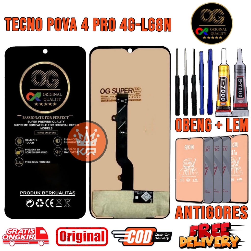 Lcd TECNO POVA 4 PRO 4G-LG8N Original OEM Quality Lcd Touchcsreen Fullset
