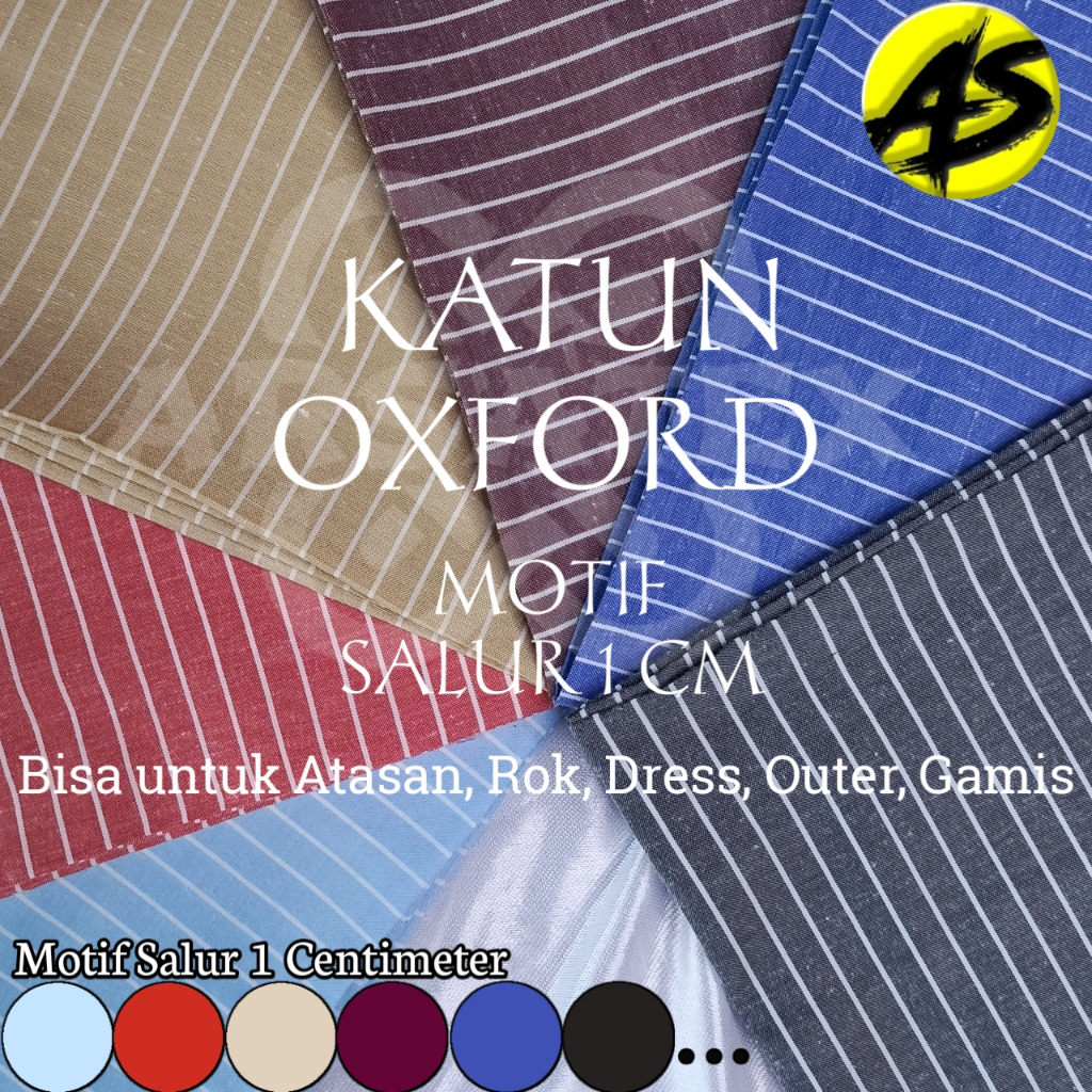 Kain Meteran Katun Oxford Premium Salur 1cm Yarndyed Salur Lebar150cm harga per 50cm Kain Kotak Mura
