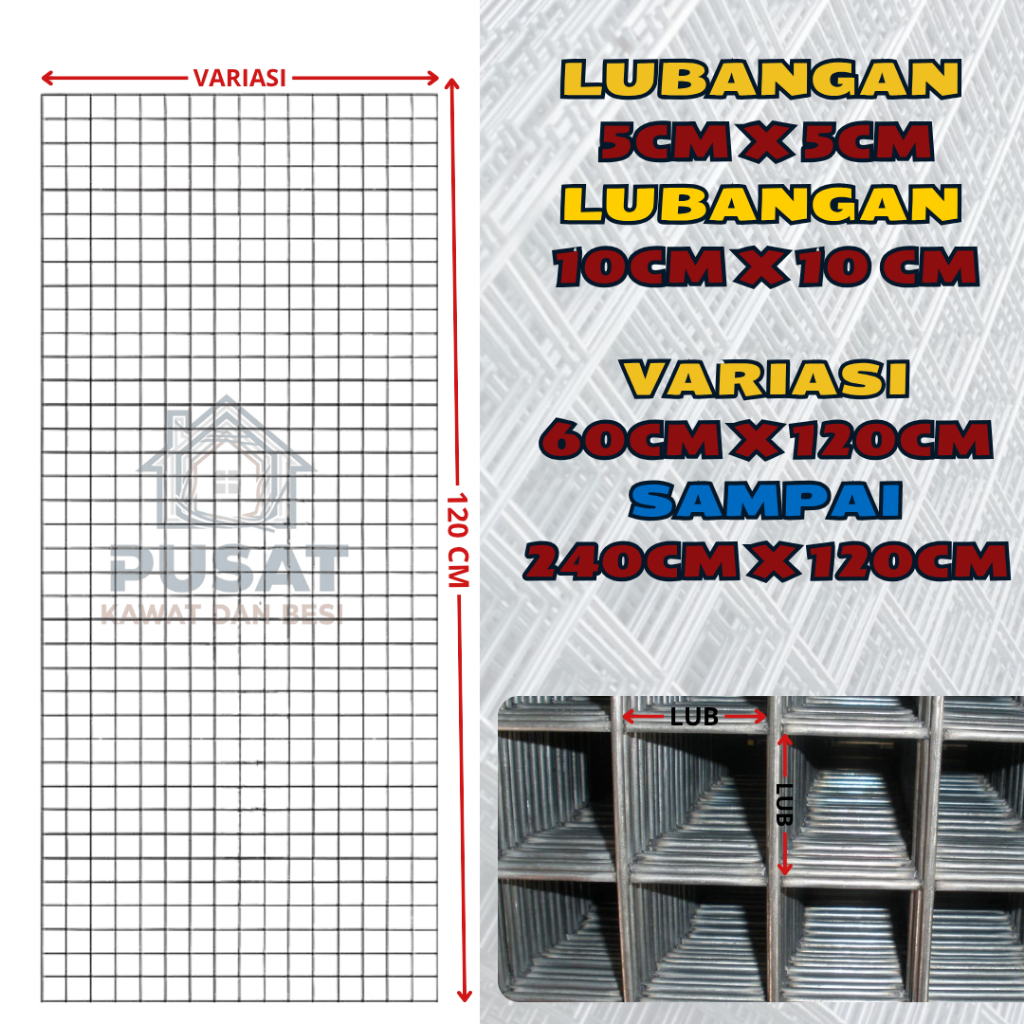 KAWAT LOKET LEMBARAN 3MM DAN 4MM | LUBANGAN 10CM X 10CM