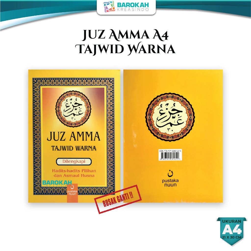 Juz Amma Jumbo Tajwid Warna Lengkap Hadits & Asmaul Husna | Buku Iqro Anak Muslim