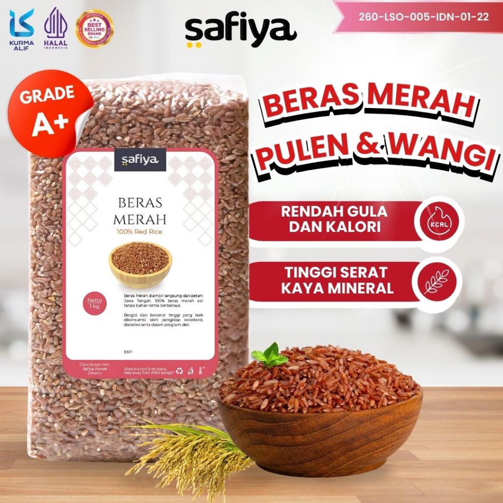 Beras Merah Safiya Organik 1 Kg Beras Organik Pandan Wangi Beras Pulen