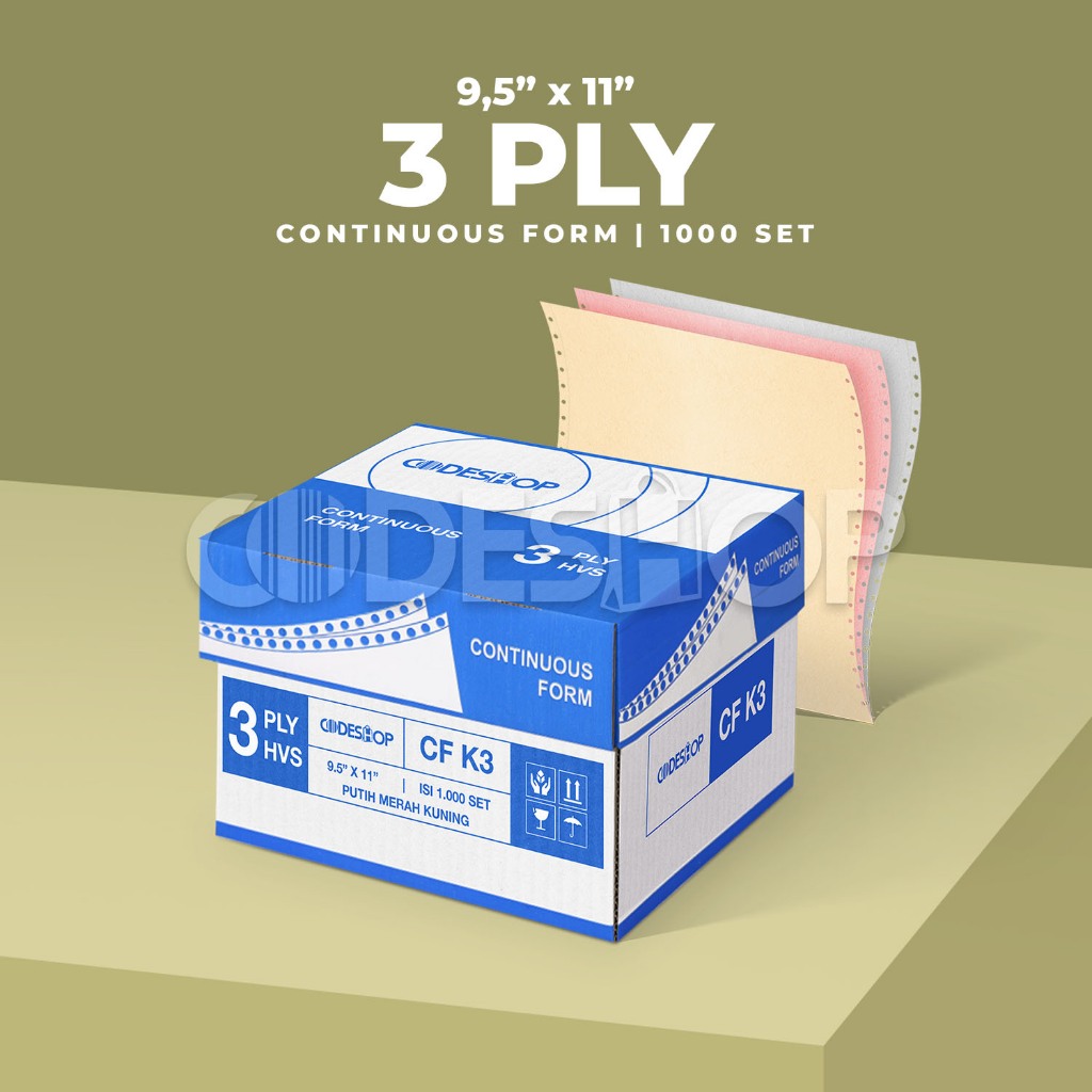 Kertas NCR Continuous Form 9.5x11 inch 3 Ply Codeshop Faktur Slip Gaji Surat Jalan Laporan Keuangan