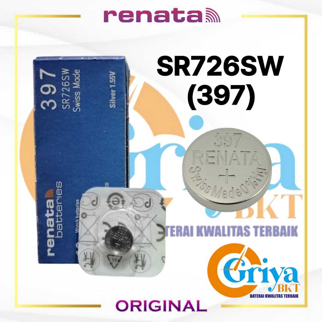 RENATA SR726SW 397 Original Swiss Made Baterai Jam Tangan SR726 SR726W SR59 SG2 Silver Oxide 1.55V