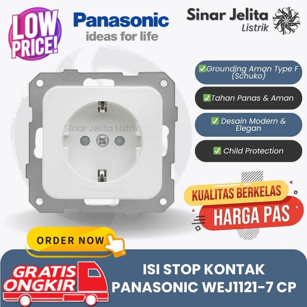 Isi Stop Kontak PANASONIC WEJ1121-7 CP Anak Stop Kontak | Colokan Listrik PANASONIC Wide Series