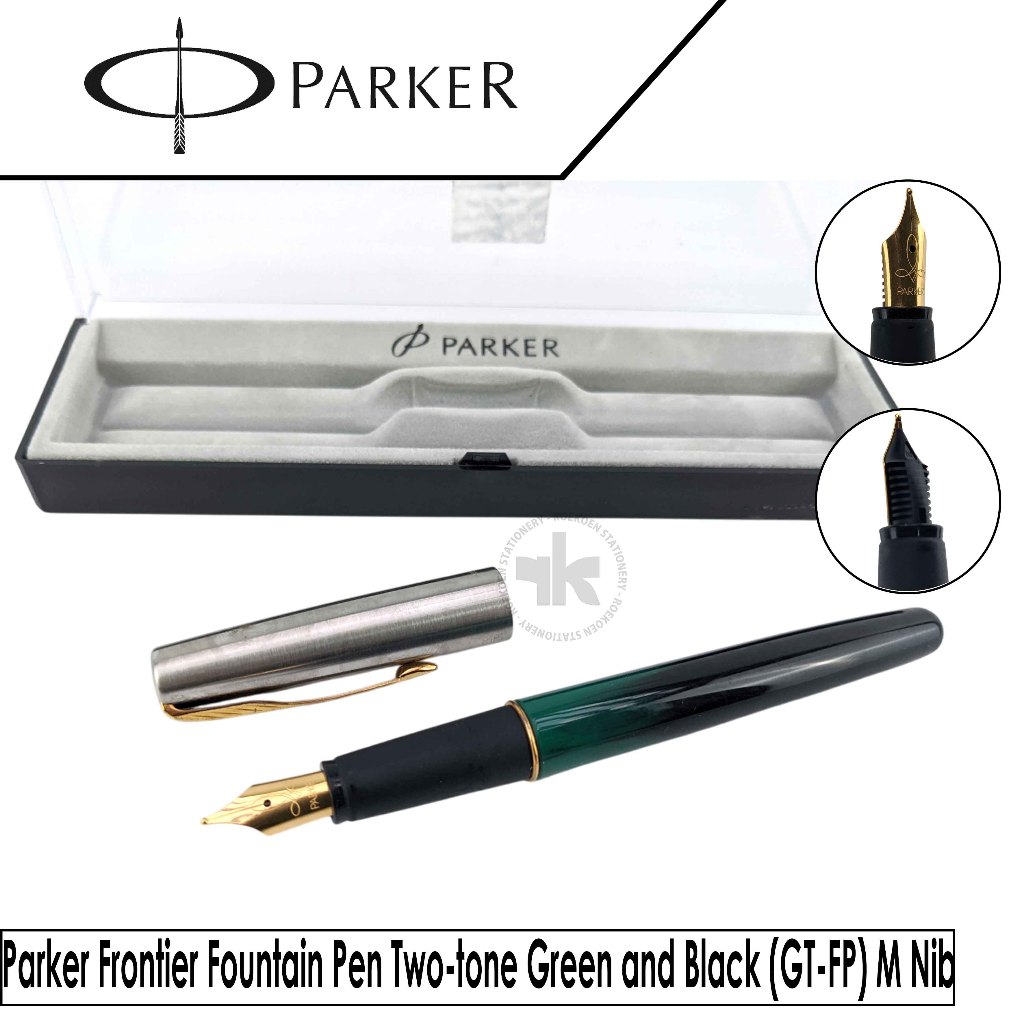 Parker Frontier Fountain Pen (Two-tone) Green and Black (GT-FP) M Nib