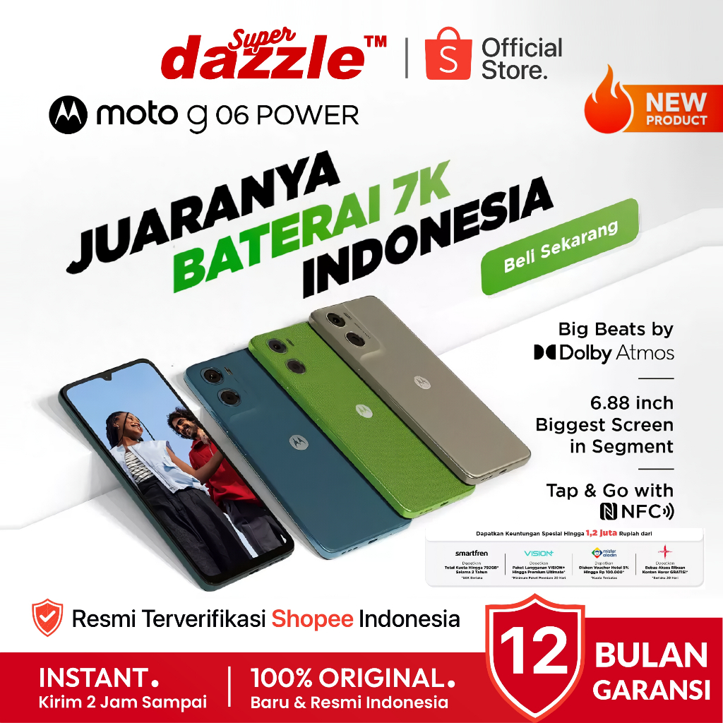 HP MOTOROLA Moto G06 Lagos Power 4/128 GB 7000mAh Original Resmi Official Store Handphone Ori