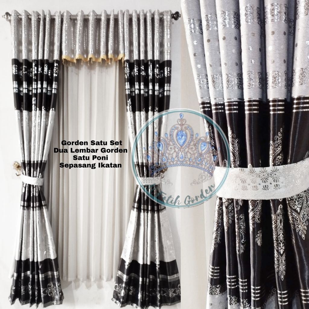 Gorden Blackout Satu Set Poni Egip Abu Silver Print Perak