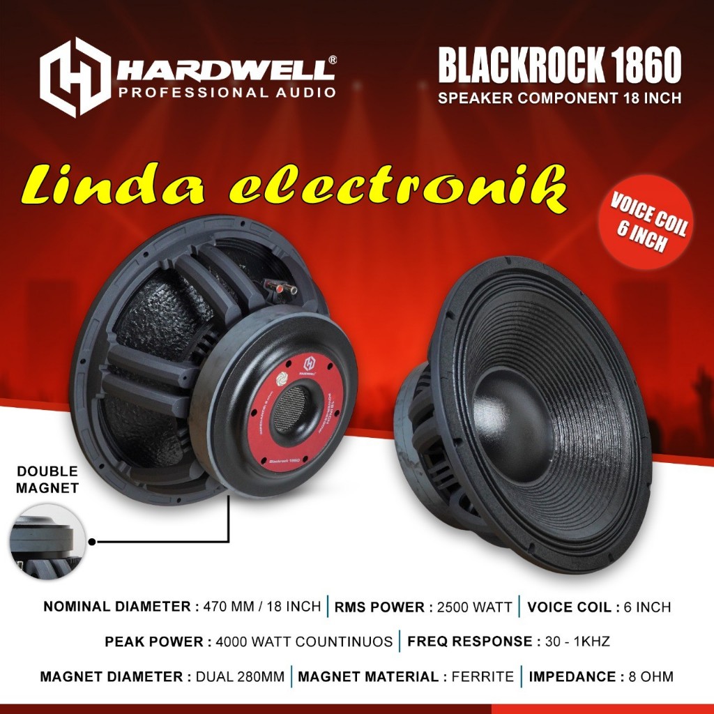 Speaker Component Subwoofer / Speaker 18 Inch Hardwell Blackrock 1860 Original Komponent Speaker Dou