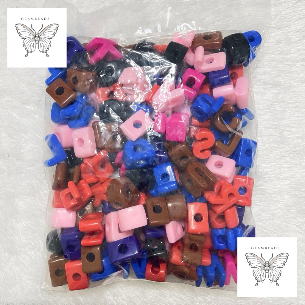 [GB] READY MANIK HURUF LUBANG BESAR / MANIK HURUF 1 PON / MANIK HURUF MURAH