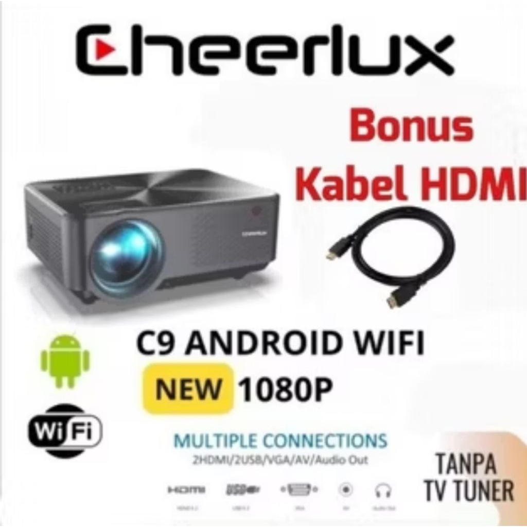 Proyektor Cheerlux C9 ANDROID Projector 3200 lumens  projector portable C9 Ultimate Android Wifi LED