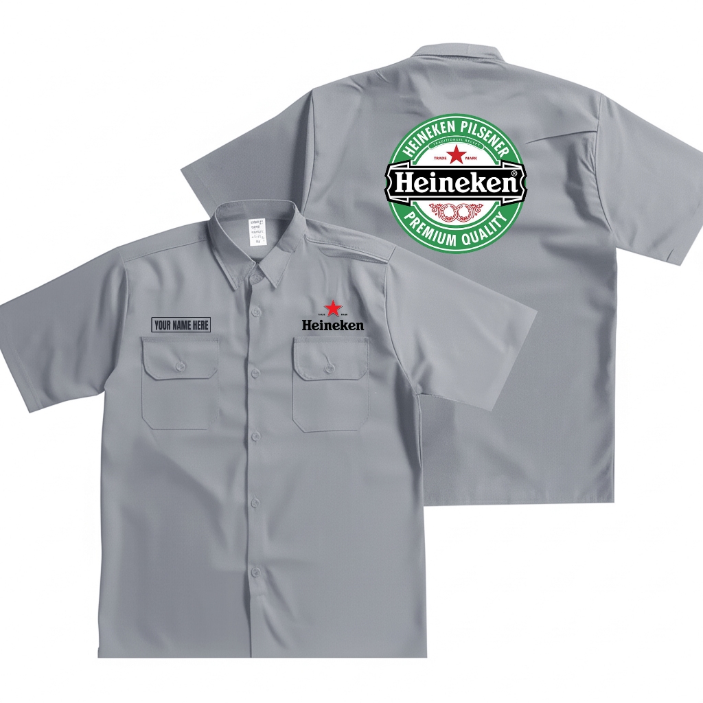 Workshirt HEINEKEN PILSENER – Baju Kemeja Merchandise ALCOHOLIC Fans Unisex Lengan Pendek by - LKMTV