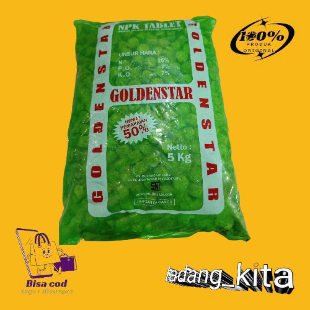pupuk NPK TABLET GOLDENSTAR - 5 KG (HIJAU)