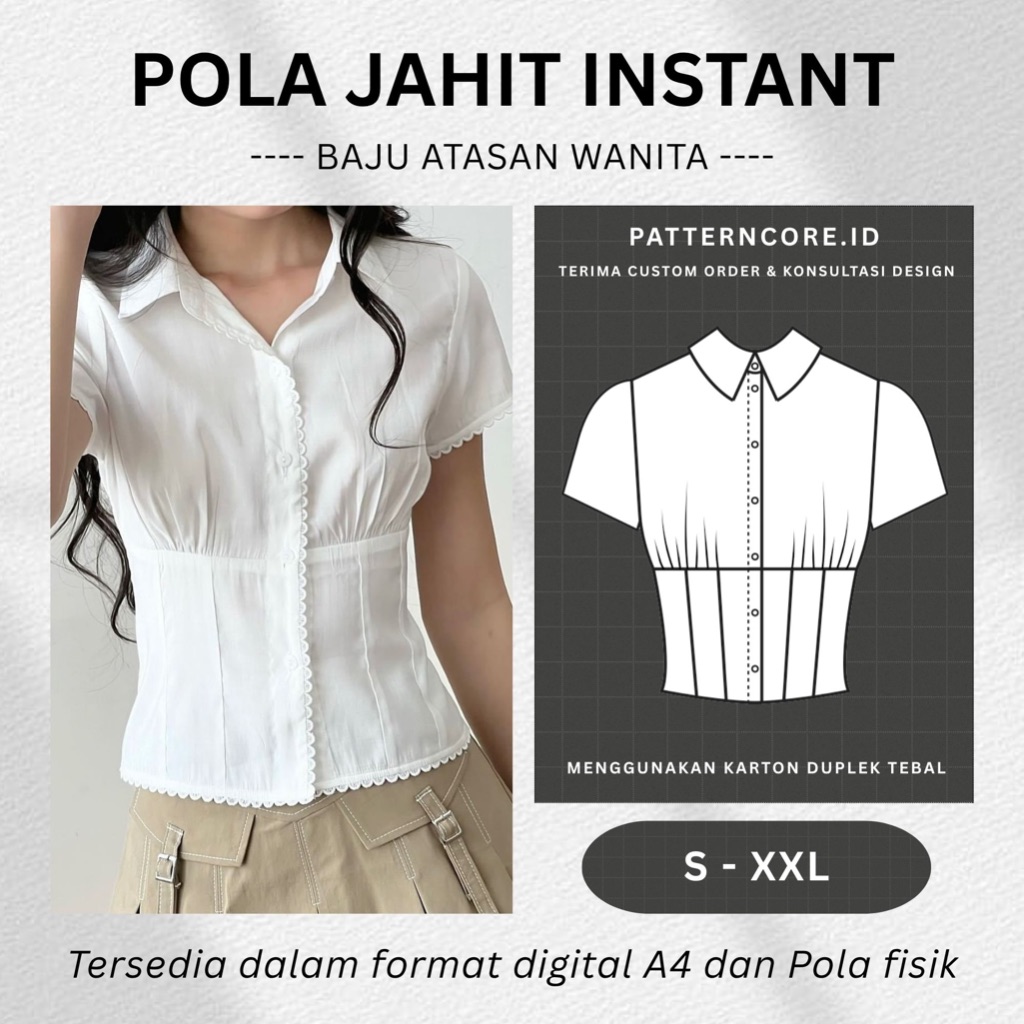 Pola Jahit Instant - Baju Wanita Kemeja